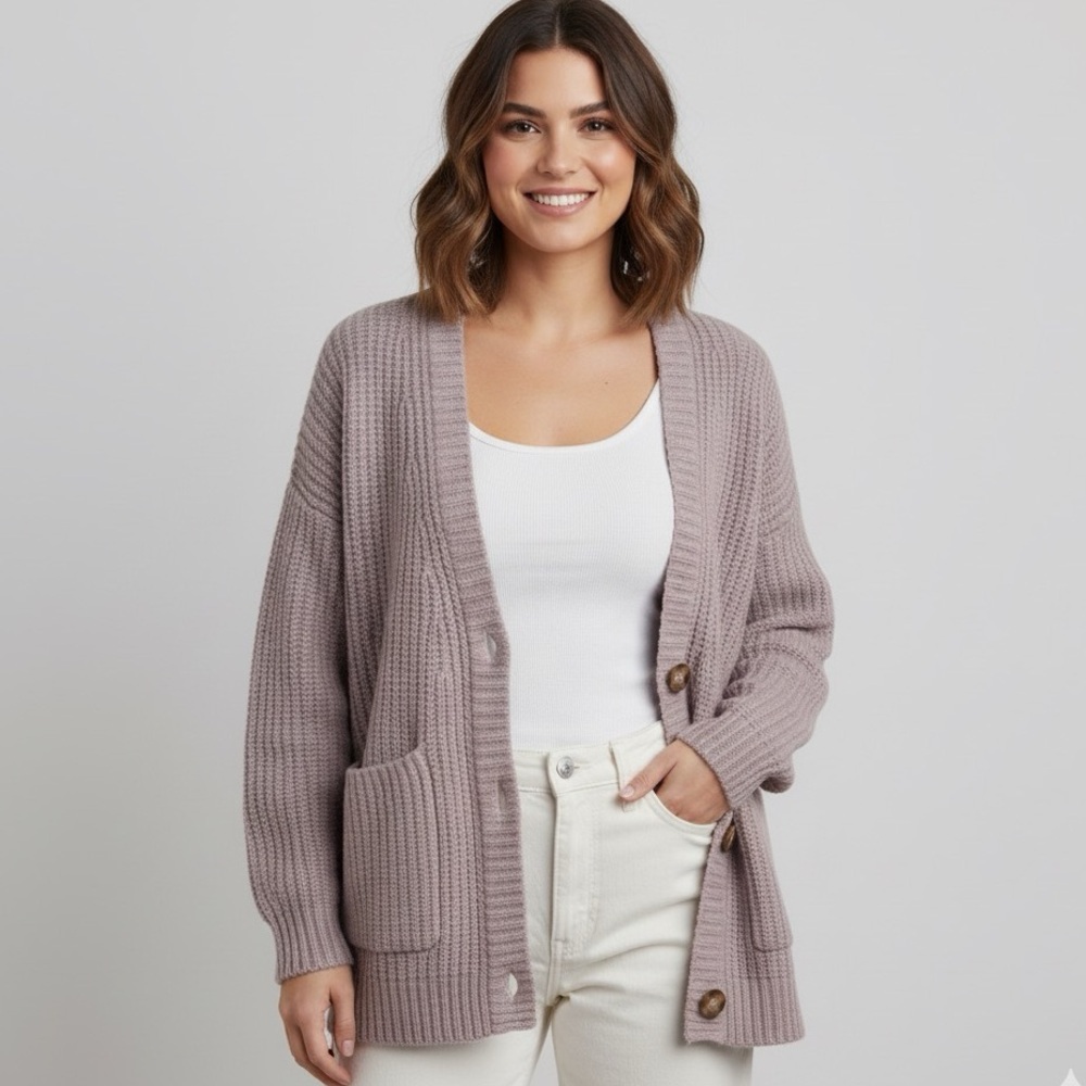 Lost + Wander Lavender Oversized Chunky Knit Cardigan - Cozy Cottagecore - XS/S - Picture 2 of 8
